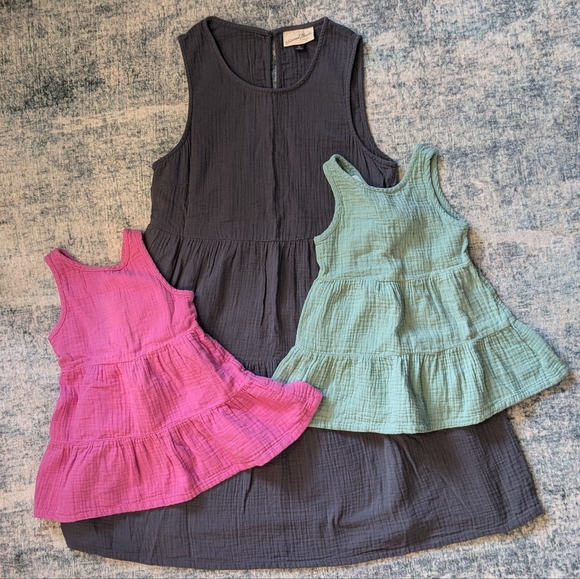 [SET OF 2] NWOT gauze dresses bow back with diaper covers - Picture 6 of 6